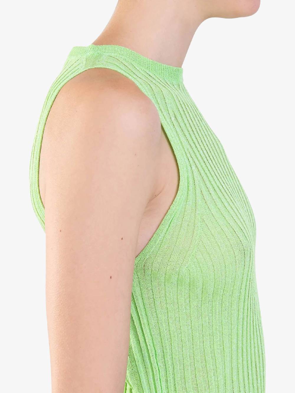 ALYSI Top a costina glossy 204411P4022 donna viscosa verde Fino Al -60%