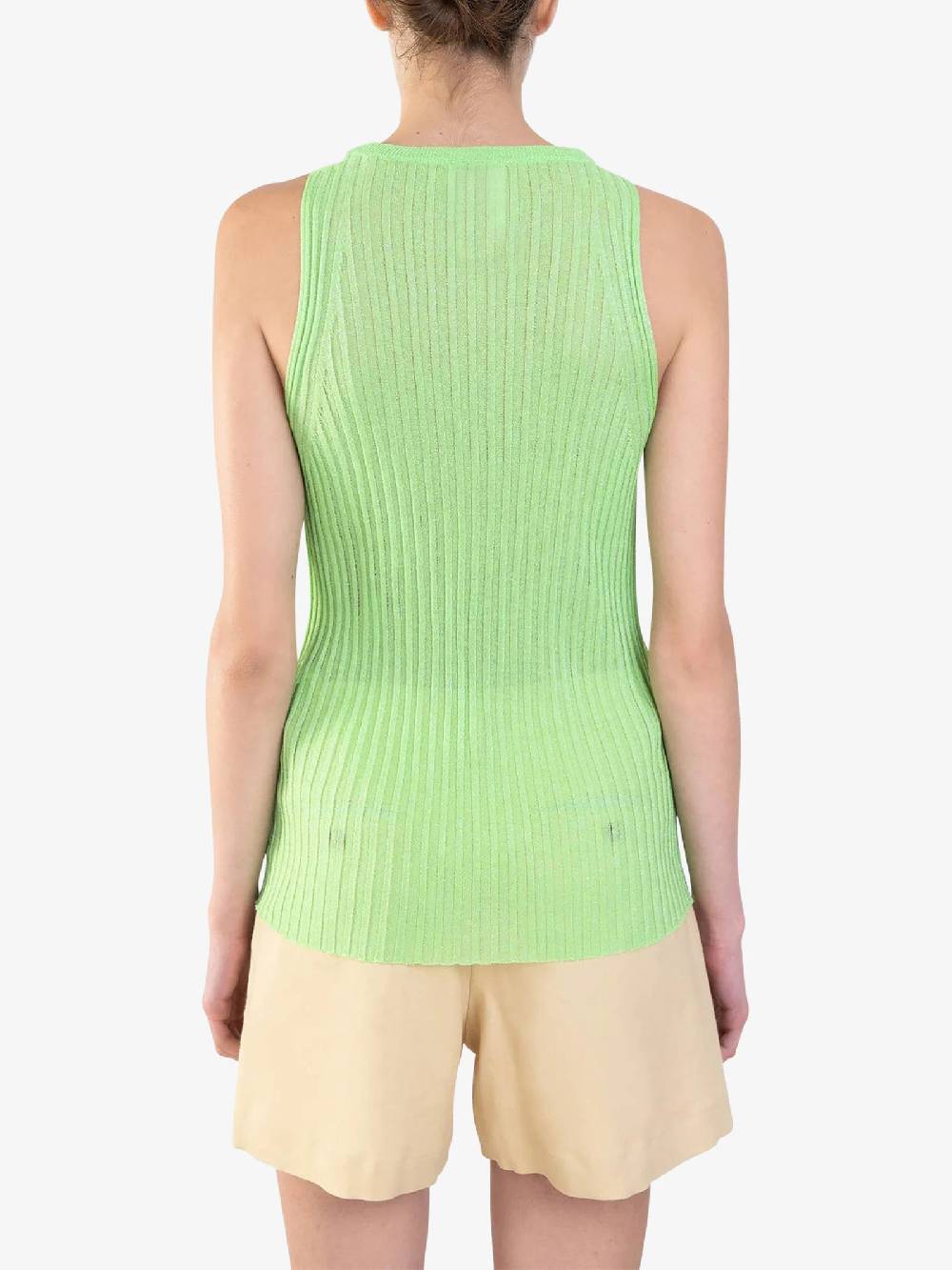 ALYSI Top a costina glossy 204411P4022 donna viscosa verde Fino Al -60%