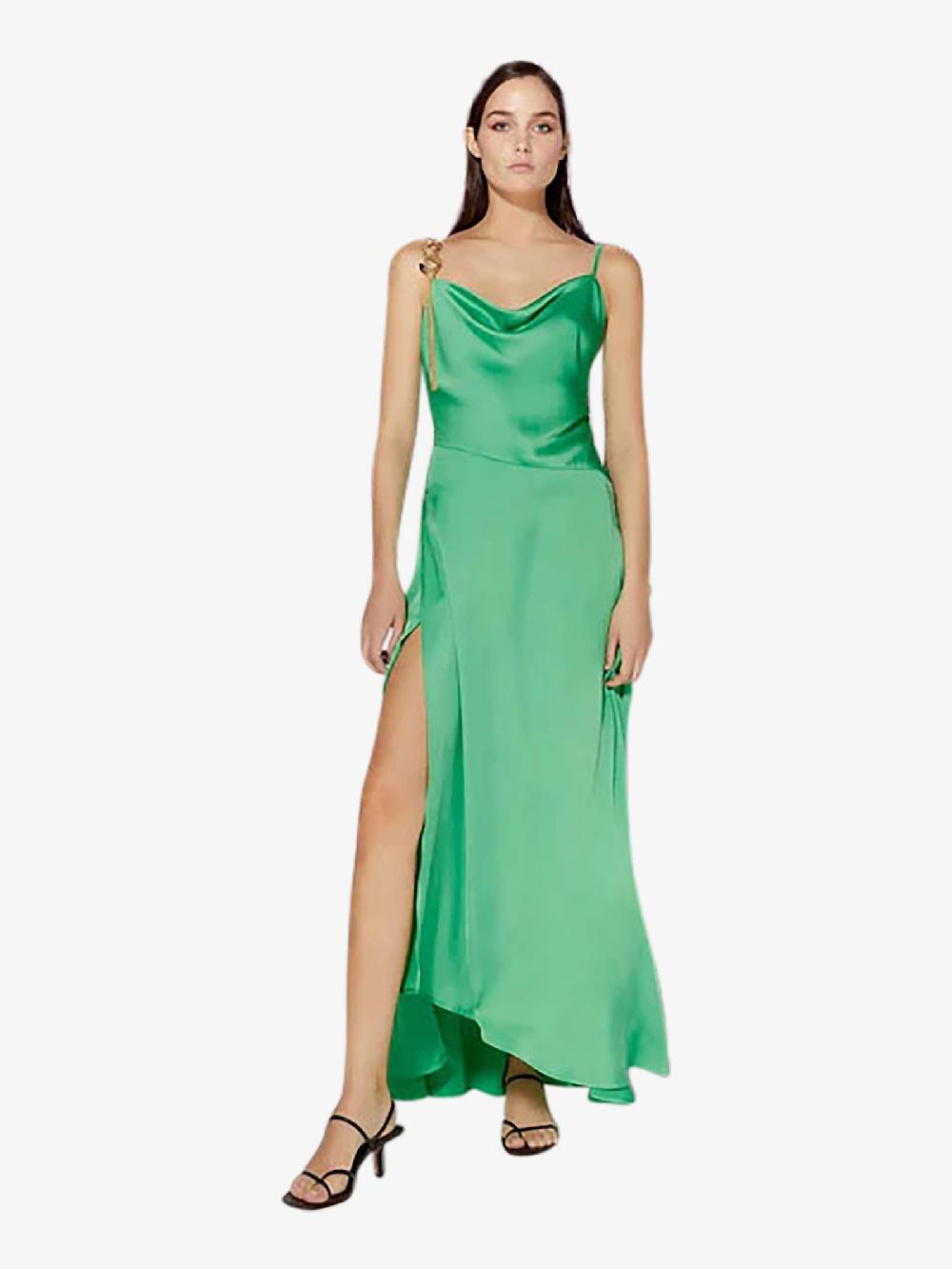 SPACE SIMONA CORSELLINI Abito lungo in raso fluido P24CPAB064 donna verde Shopping Online