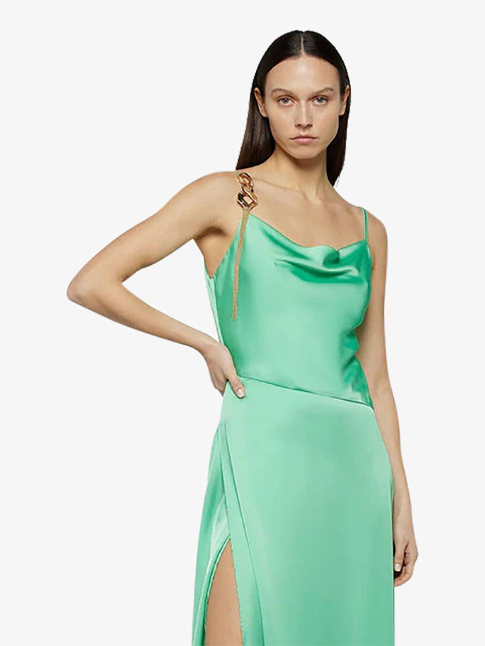 SPACE SIMONA CORSELLINI Abito lungo in raso fluido P24CPAB064 donna verde Shopping Online