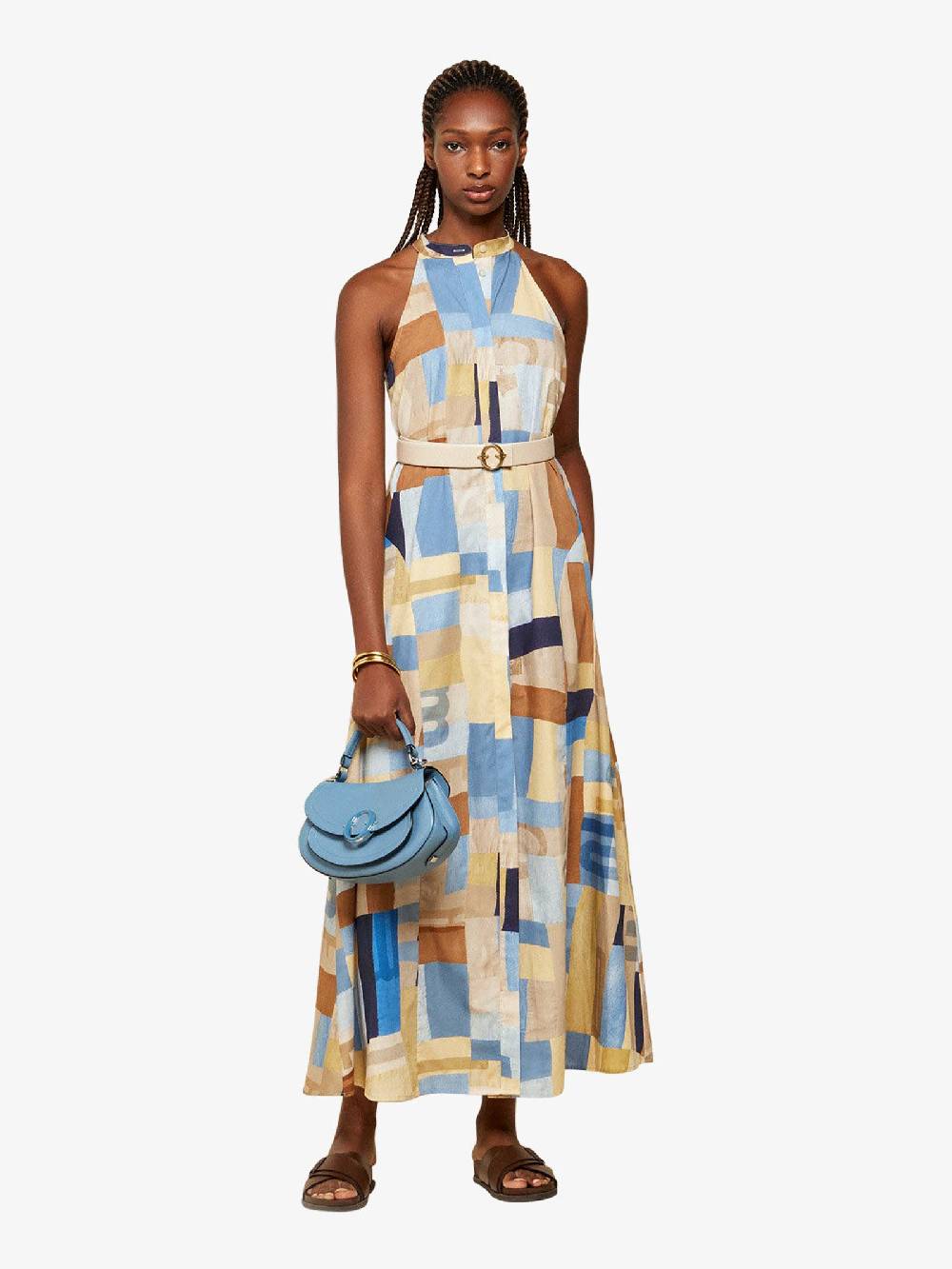 OTTOD'AME Abito lungo con spacco MCO_DA5088 donna cotone multicolor Prezzo Ridotto