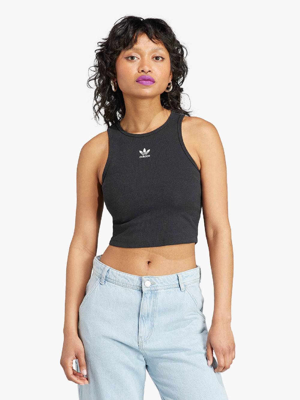 ADIDAS Canotta croppes Essentials Rib IJ8251 donna cotone nero Convenienza
