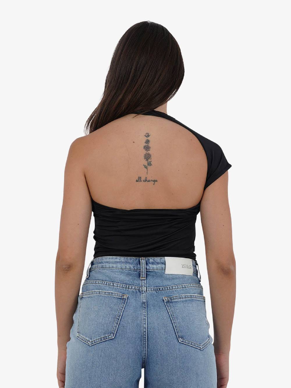 JIJIL T-shirt top monospalla asimmetrico TS217 donna nero Sconto