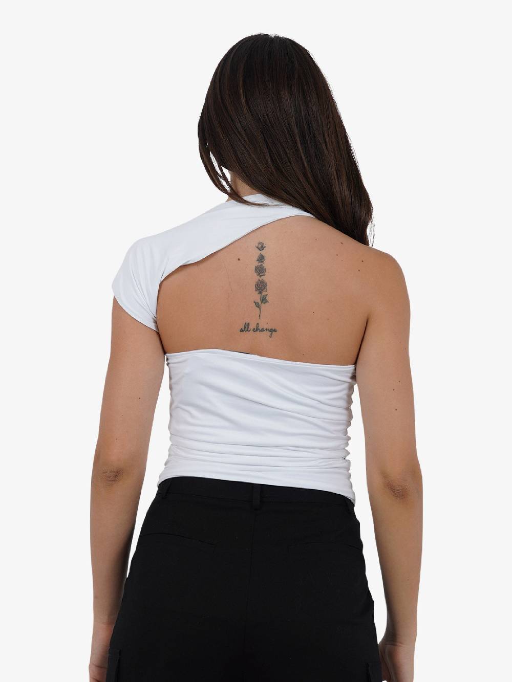JIJIL T-shirt top monospalla asimmetrico TS217 donna bianco Offerta