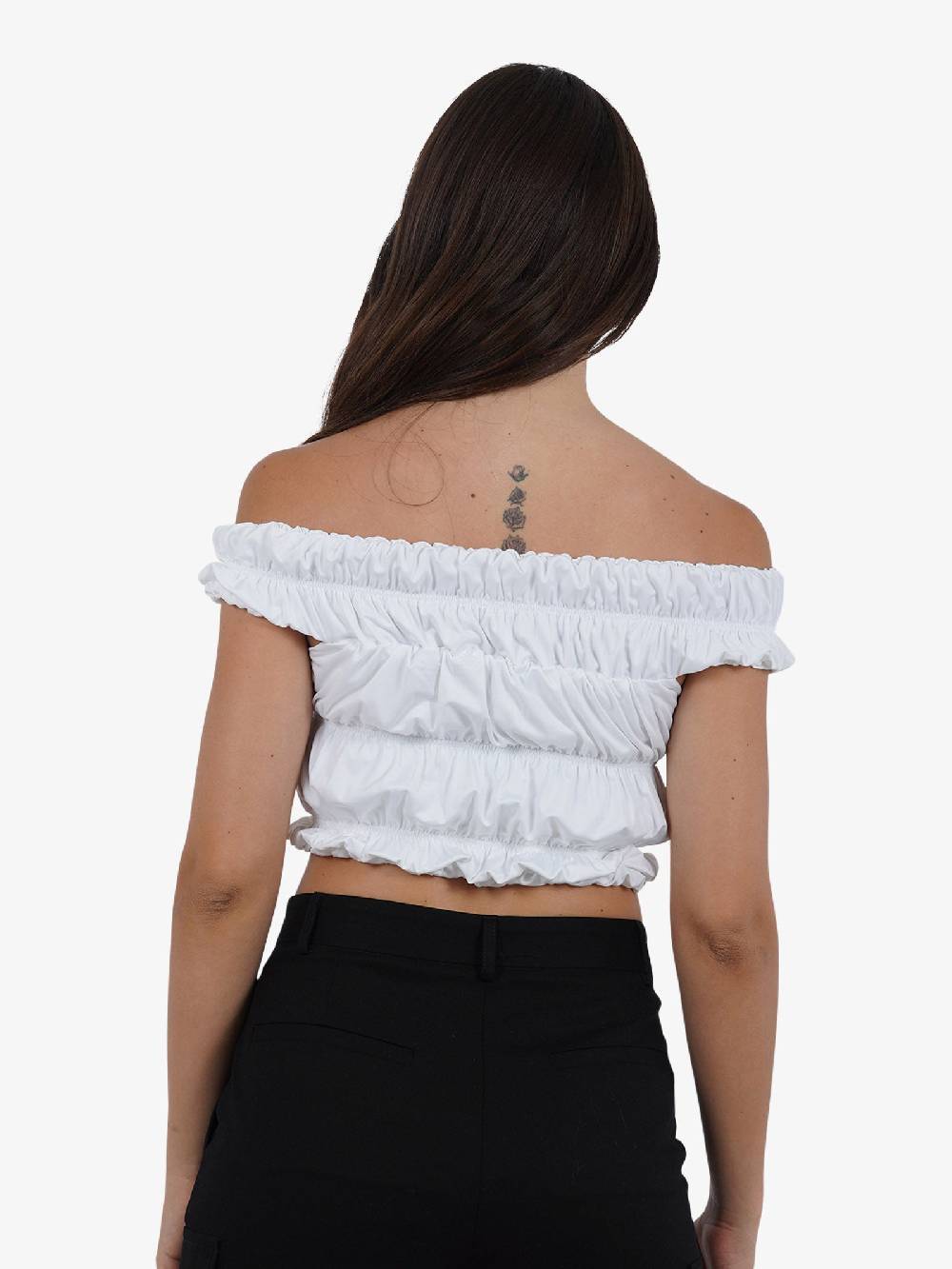 JIJIL Canotta cropped elasticizzata CN228 donna bianco Economico