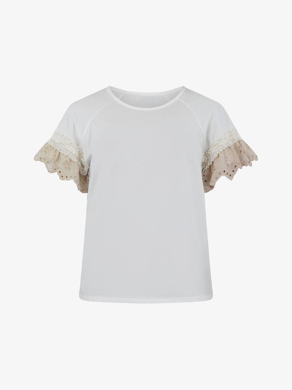 HAVE ONE T-shirt con manica ricamo TJA-L065 donna cotone bianco Online