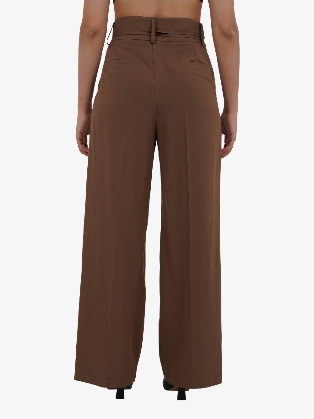 VICOLO Pantalone con coulisse e laccio TB1550 donna viscosa marrone In Vendita