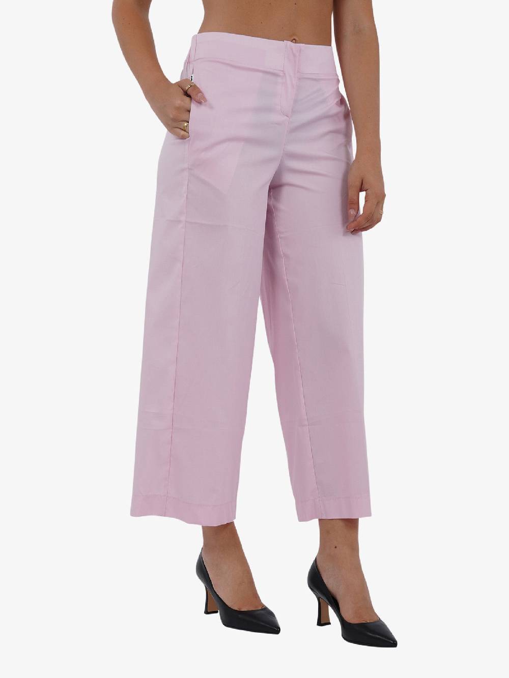 JIJIL Pantalone a vita alta PA279 donna cotone rosa Saldi