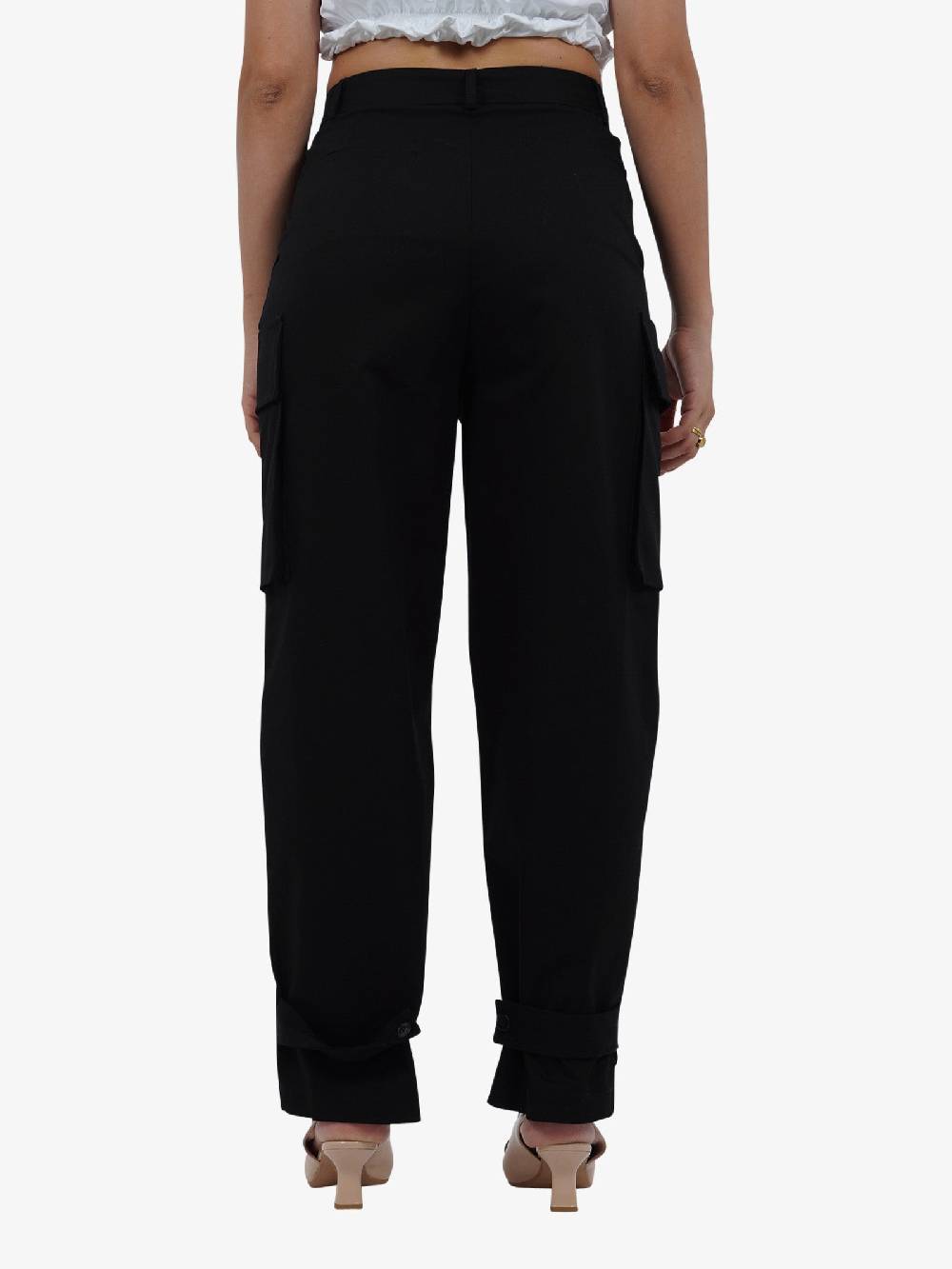 VICOLO Pantalone con tasconi TB0046 donna cotone nero Offerte