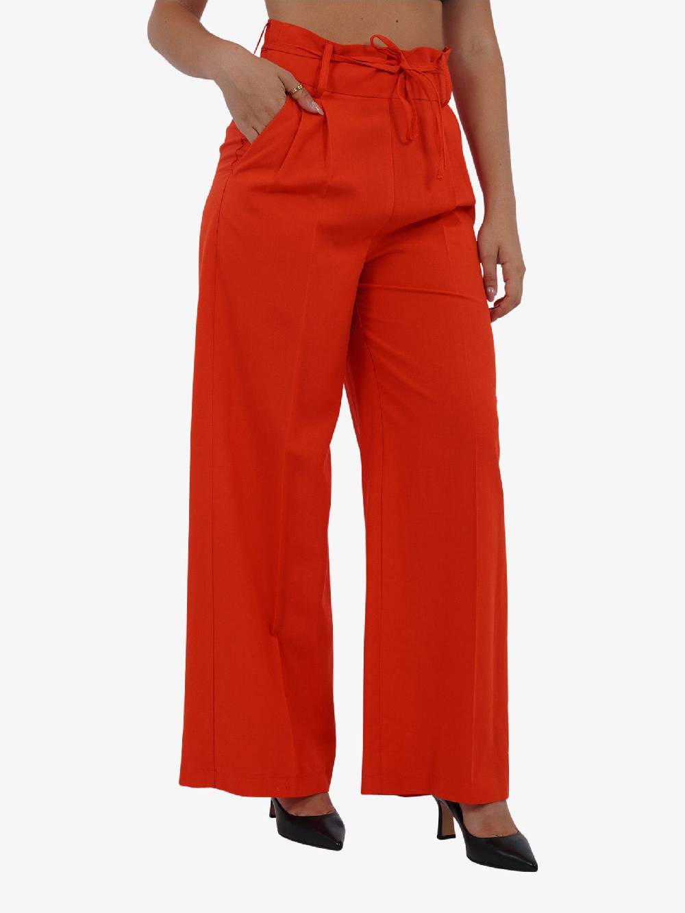 VICOLO Pantalone con coulisse e laccio TB1550 donna viscosa rosso Vendita Calda