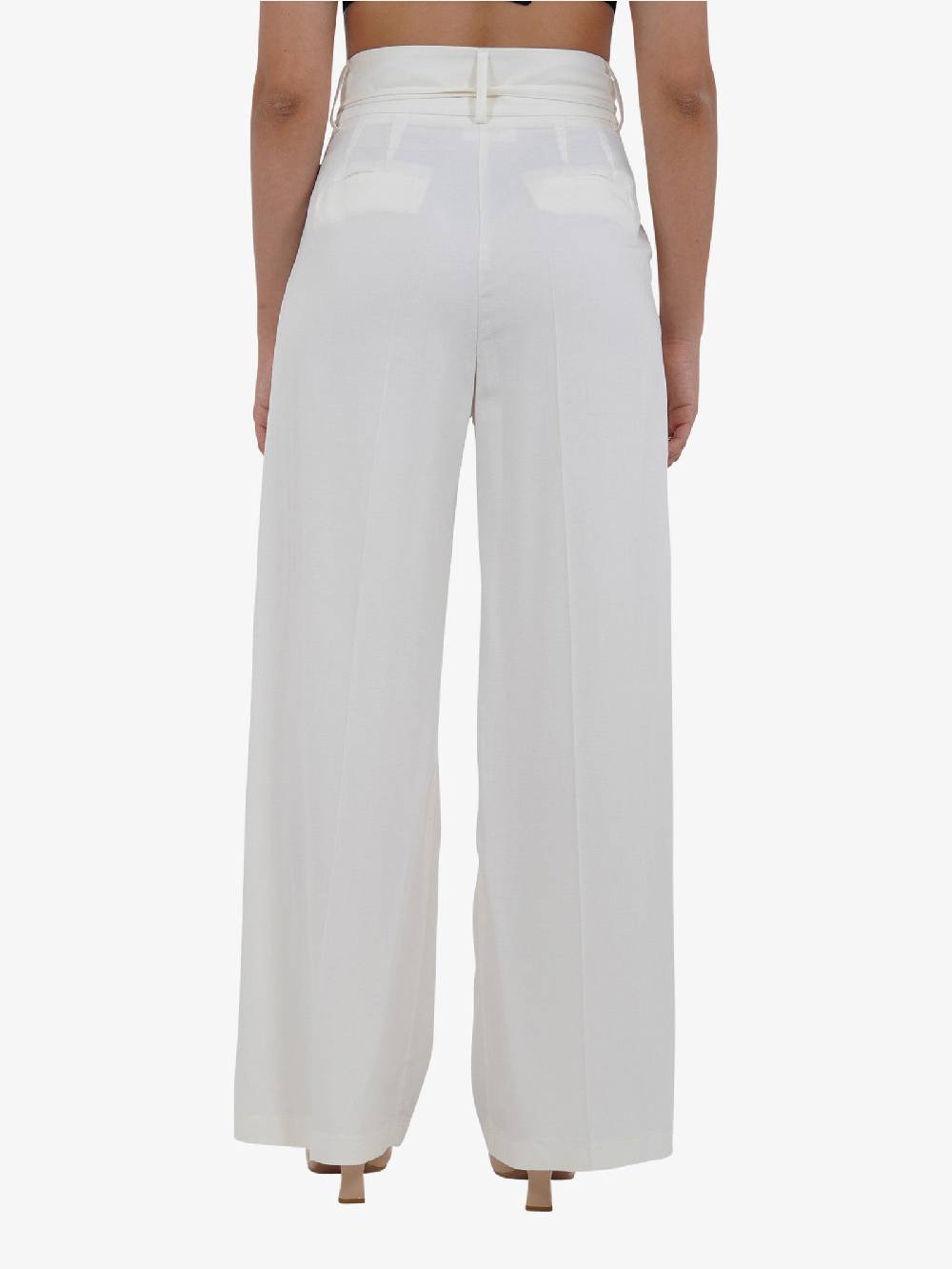 VICOLO Pantalone con coulisse e laccio TB1550 donna viscosa bianco Vendita Economica