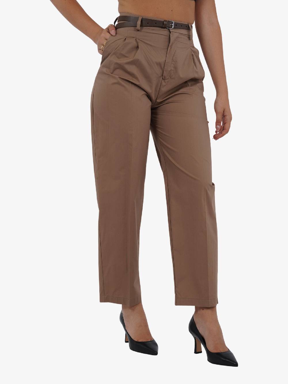 VICOLO Pantalone con pieghe TB2056 donna cotone marrone I Più Venduti