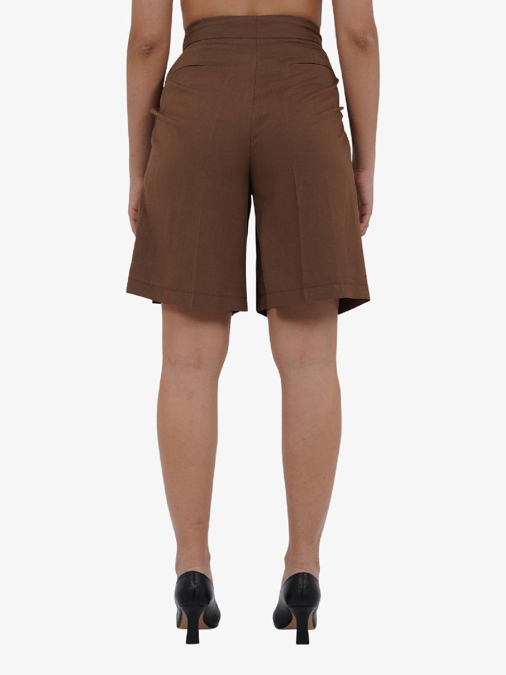 VICOLO Bermuda con pieghe TB1568 donna viscosa marrone Nuova