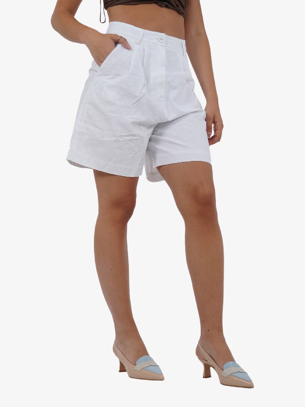 GLAMOROUS Shorts lunghezza media GS0795 donna cotone bianco Italy