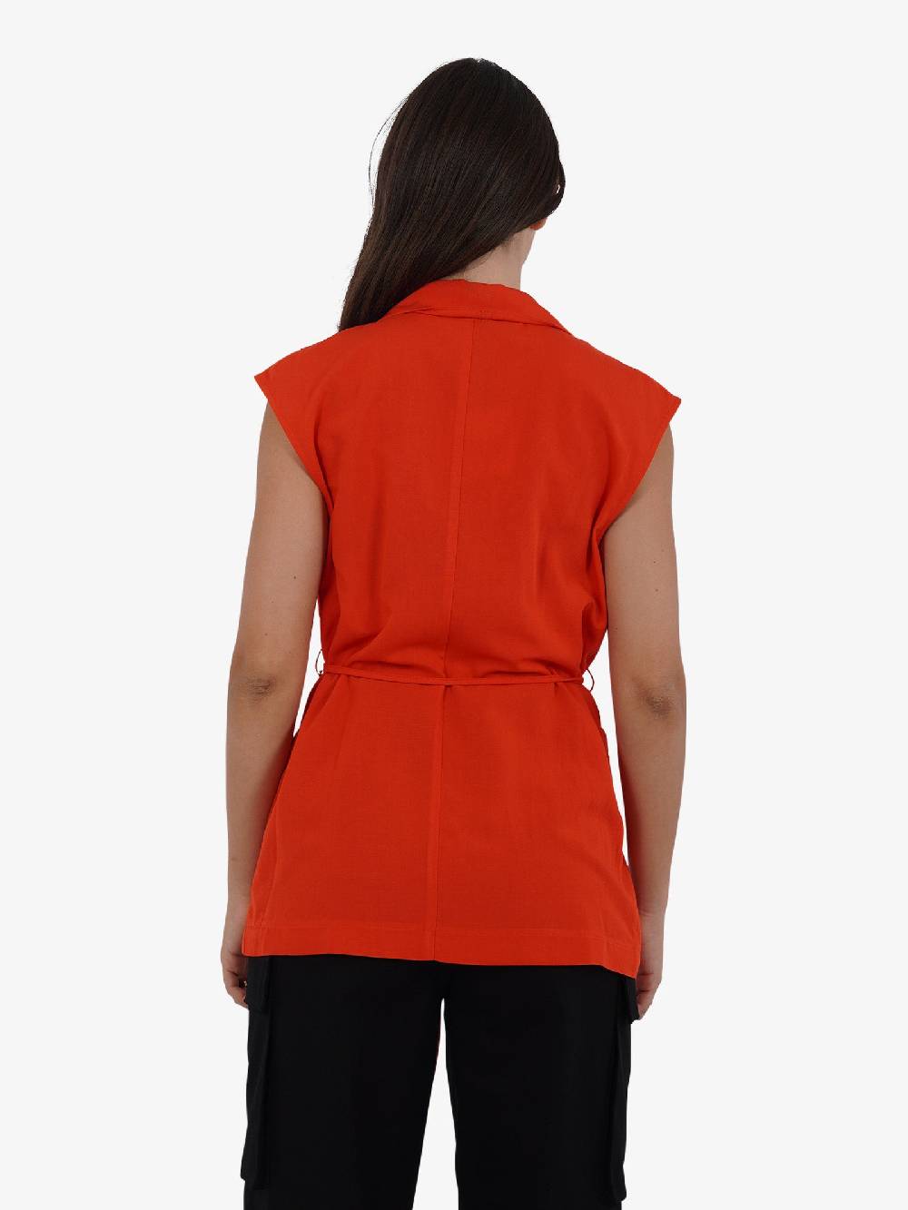 VICOLO Gilet lungo con laccio TB1545 donna viscosa rosso 2025