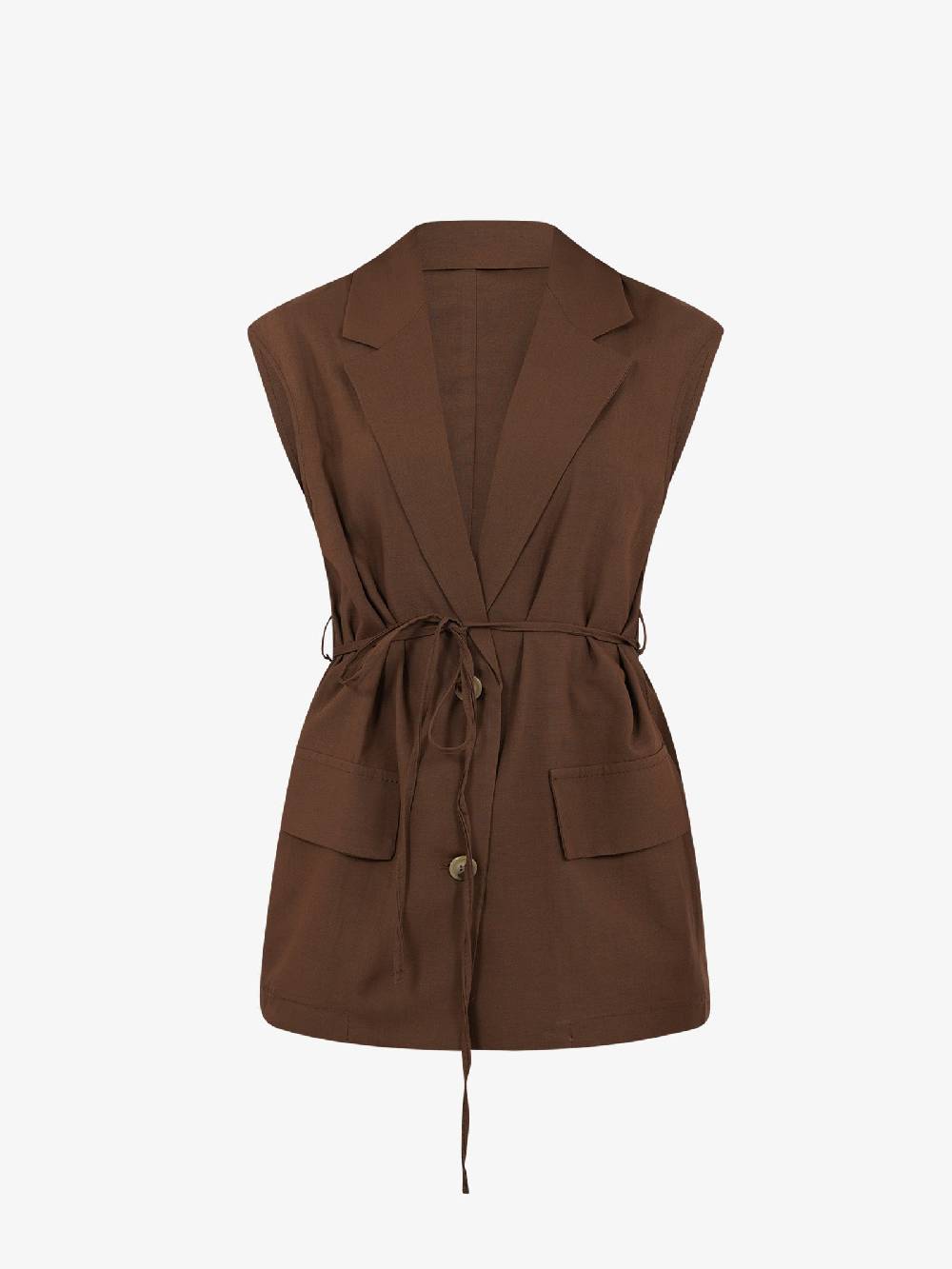 VICOLO Gilet lungo con laccio TB1545 donna viscosa marrone In Linea