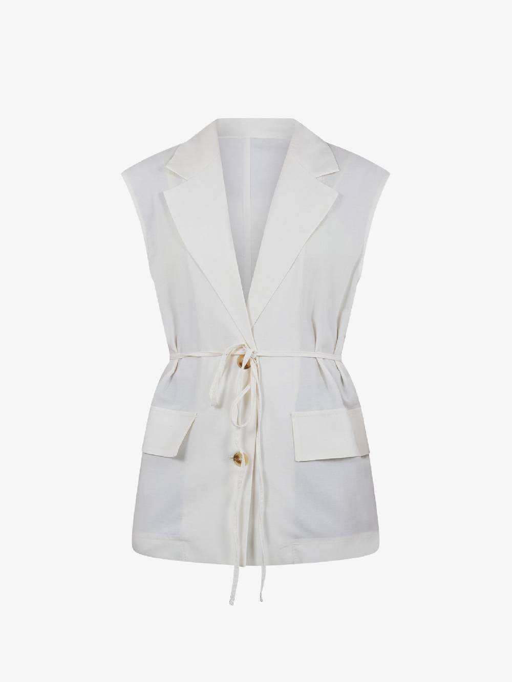 VICOLO Gilet lungo con laccio TB1545 donna viscosa bianco Nuovo