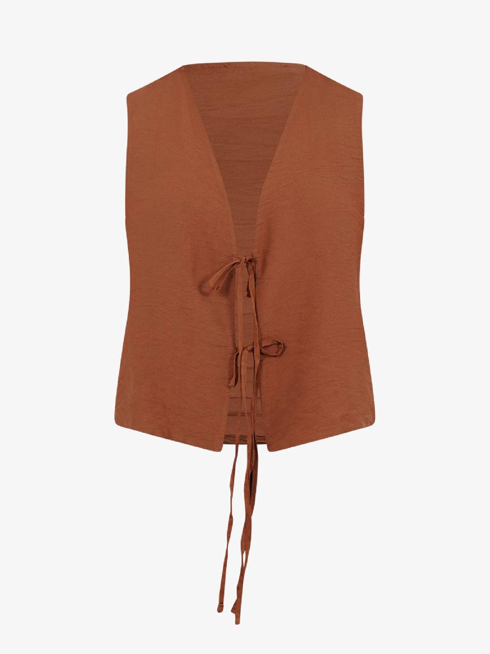 HAVE ONE Gilet con laccetti LVS-L038 donna viscosa marrone Pezzi Unici