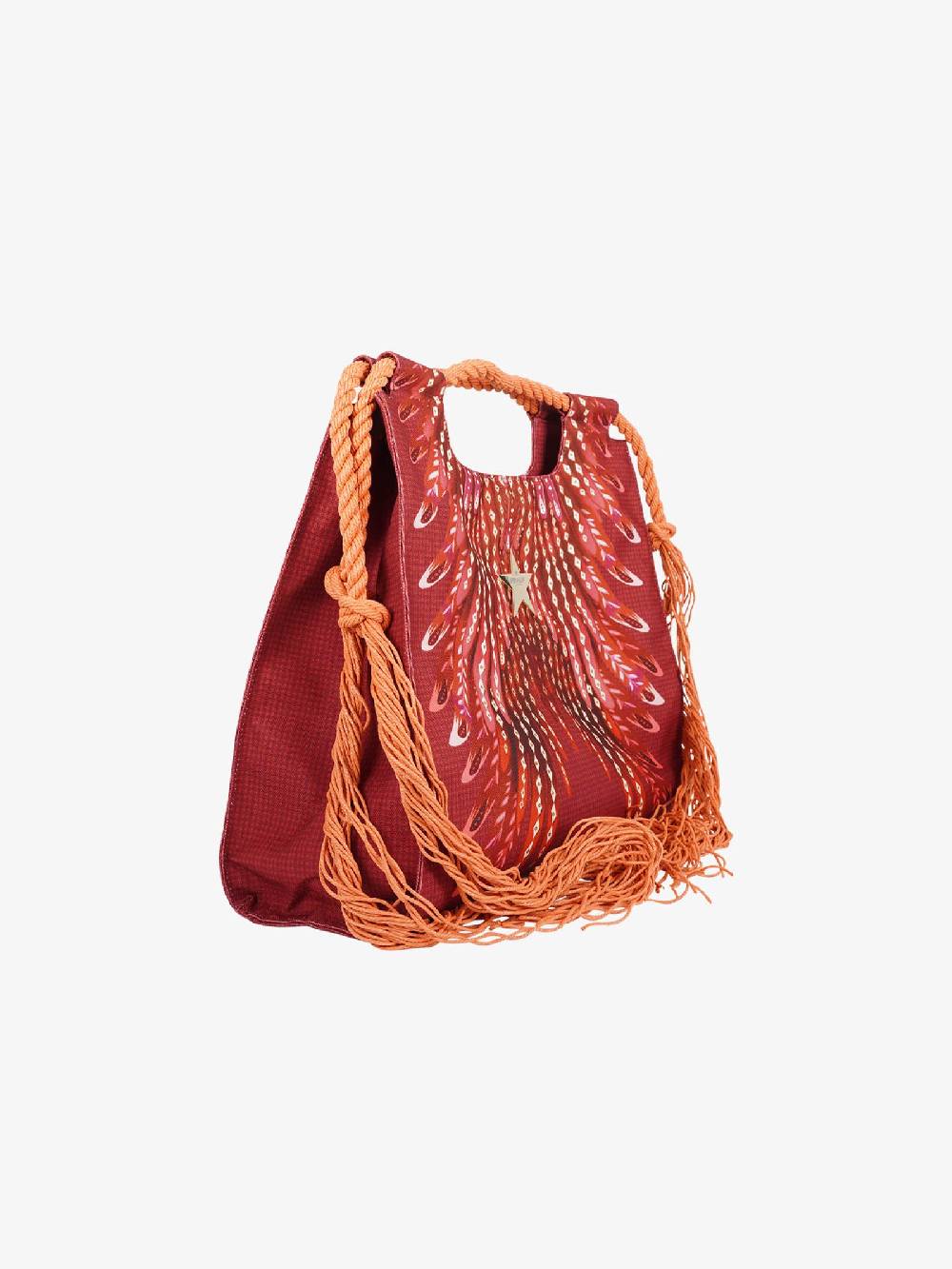PIN UP Borsa a mano shopper con frange stampa Wings PE002XB donna canvas marrone Convenienza
