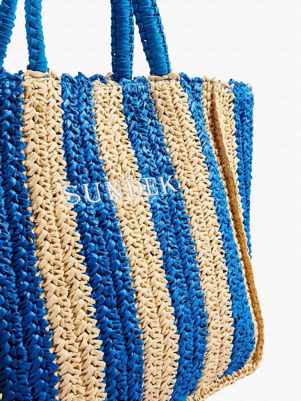 SUNDEK Borsa a mano CHOU STRAW AW741ABPA100 donna blu Spedizione Gratuita