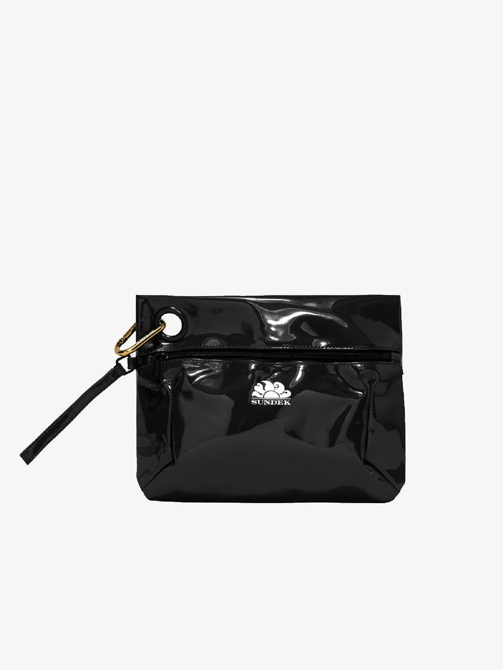 SUNDEK Borsa clutch donna nera con moschettone Affare Del Giorno