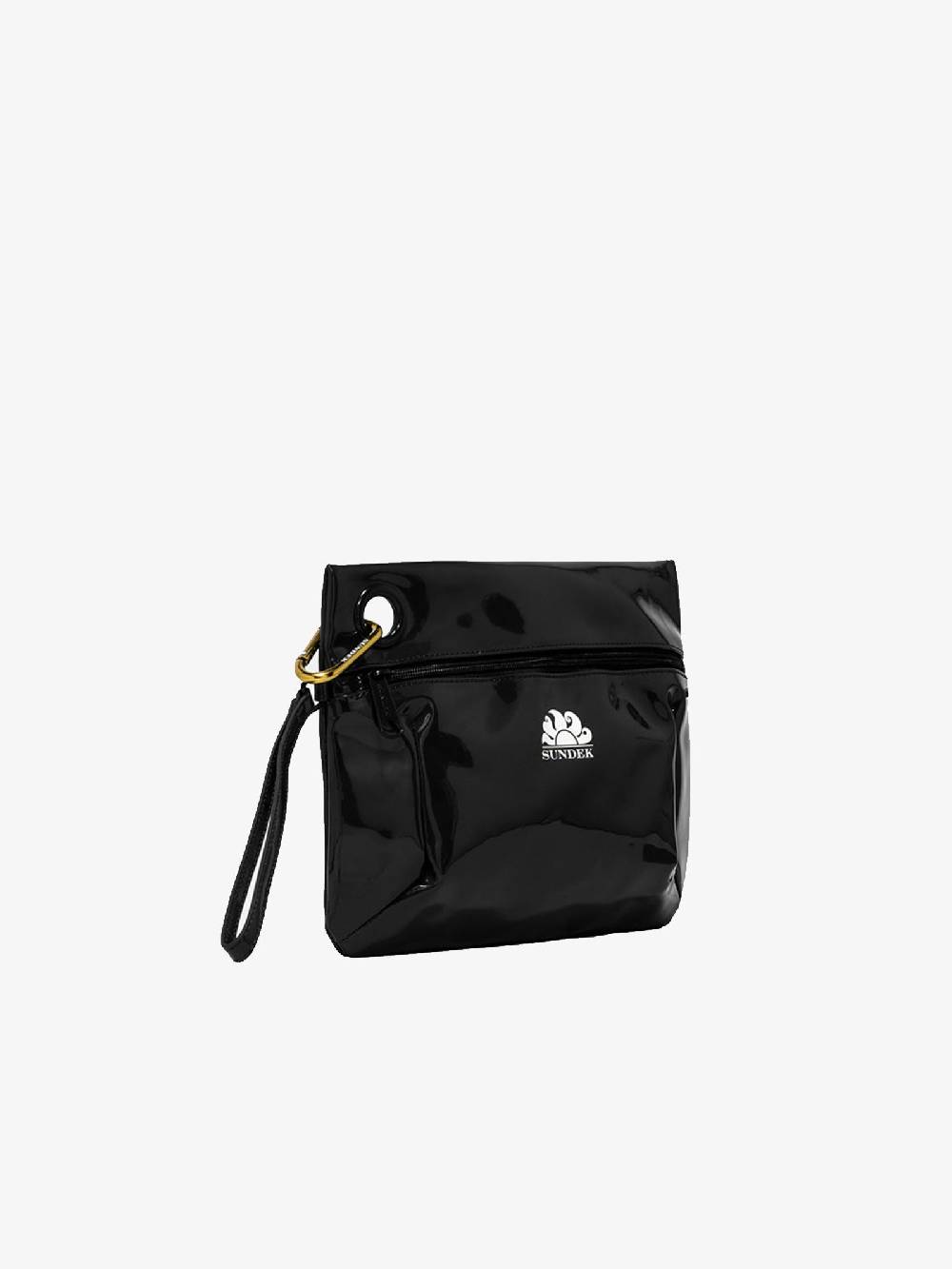SUNDEK Borsa clutch donna nera con moschettone Affare Del Giorno