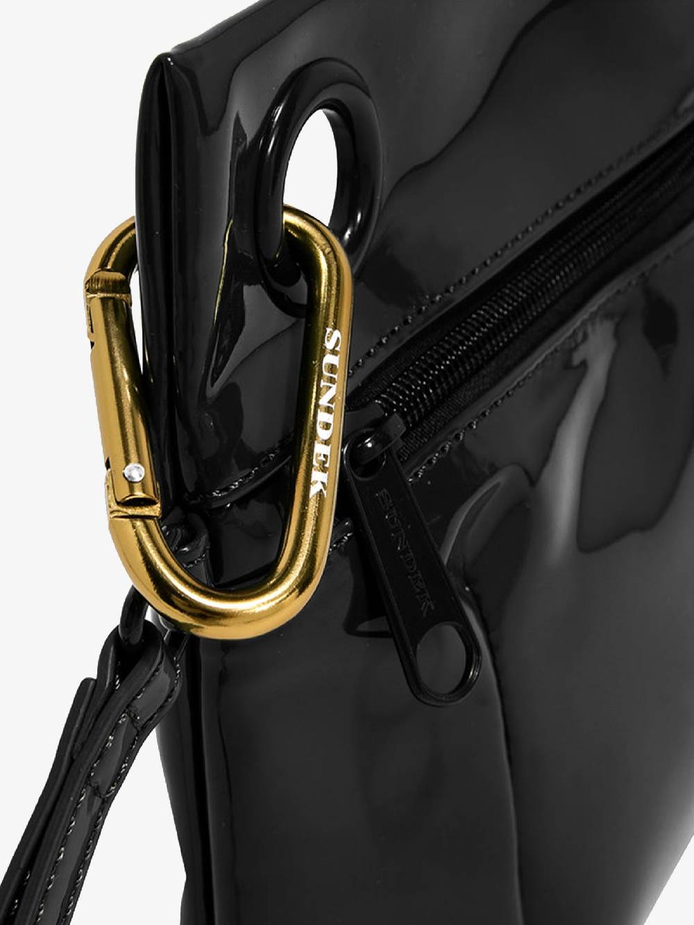 SUNDEK Borsa clutch donna nera con moschettone Affare Del Giorno