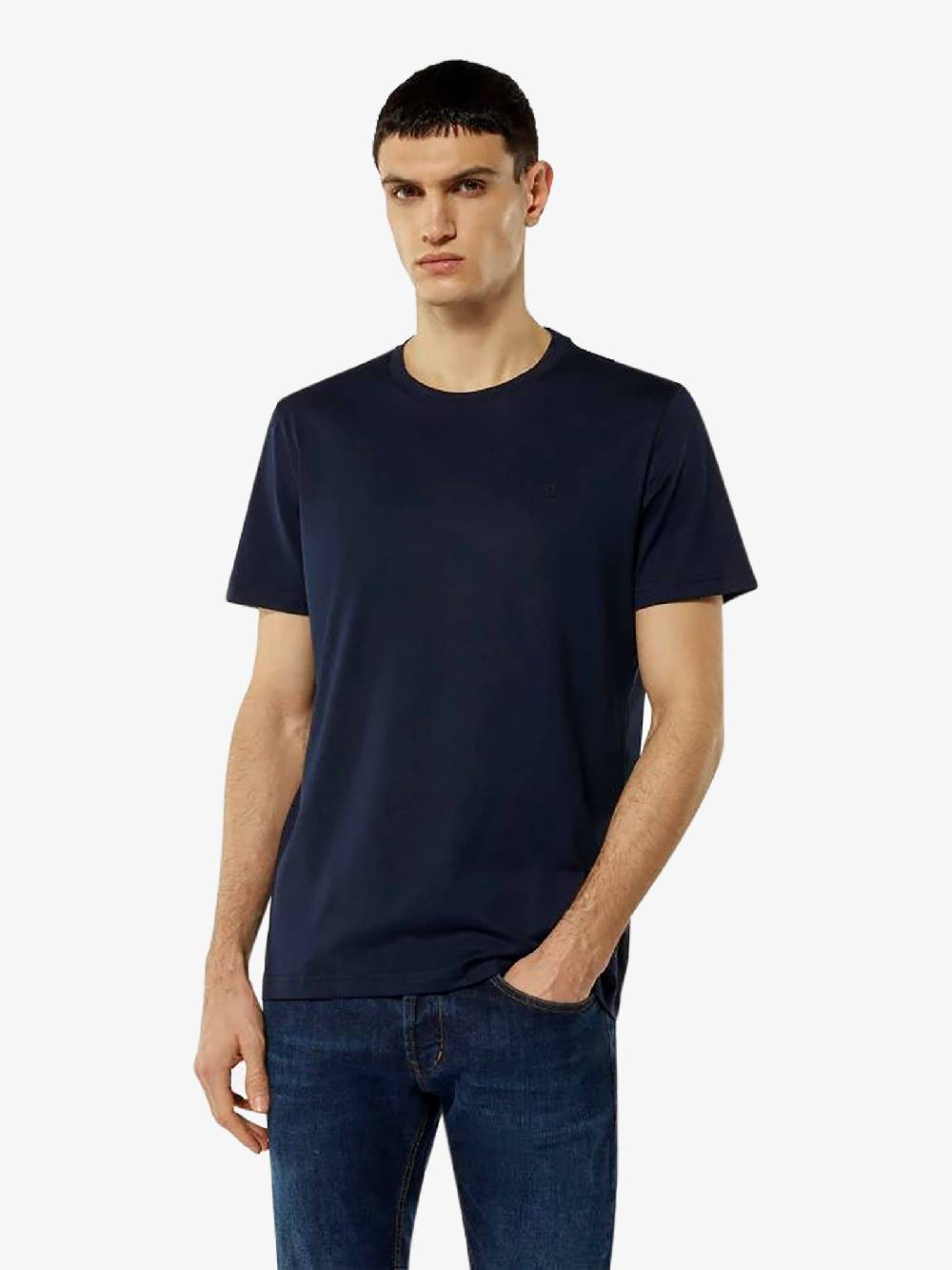 DONDUP T-shirt in jersey US198 JF0271U ZL4 DU uomo cotone blu Consegna Veloce