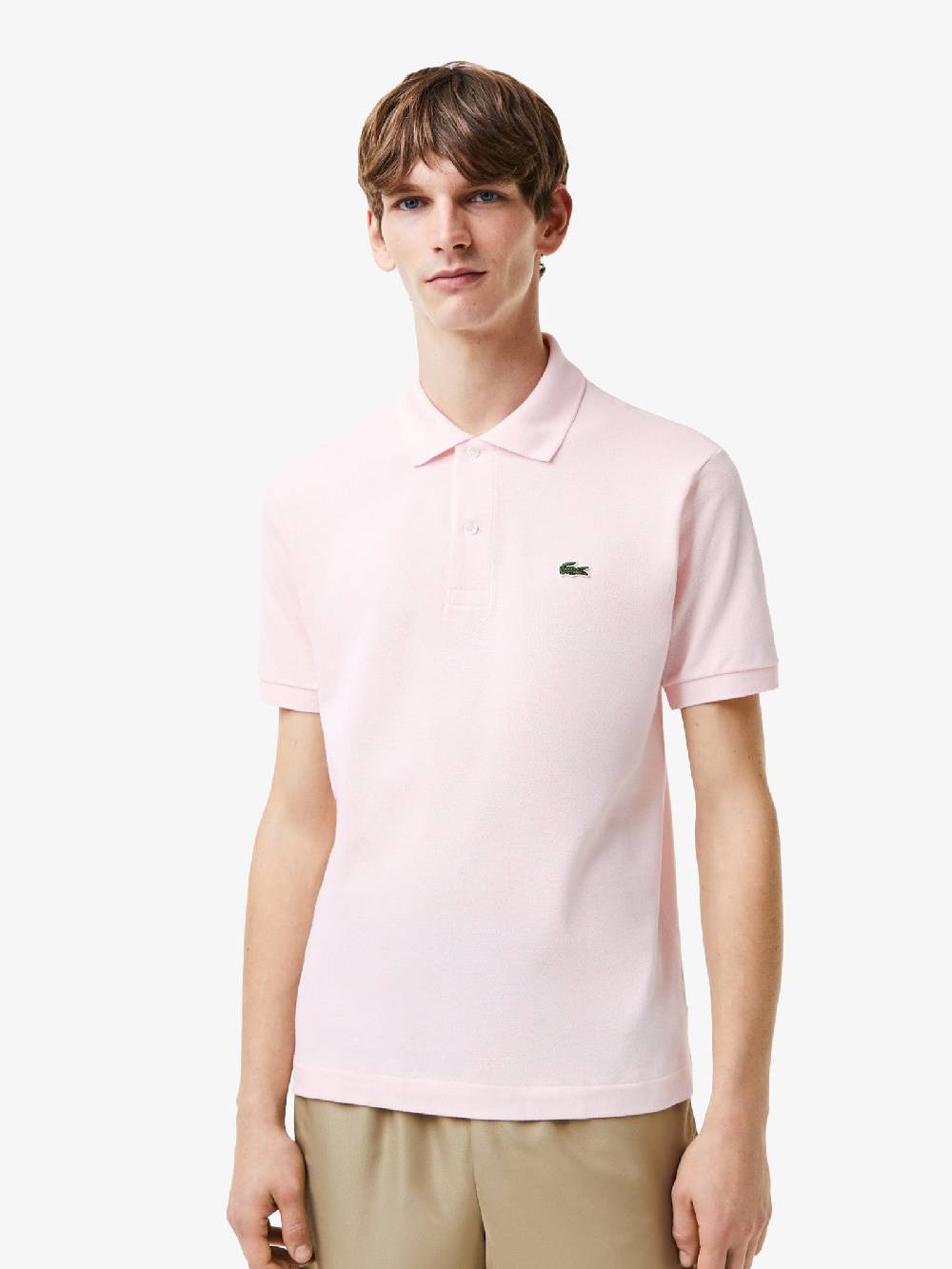 LACOSTE Polo regolare uomo in cotone rosa Fino Al -60%
