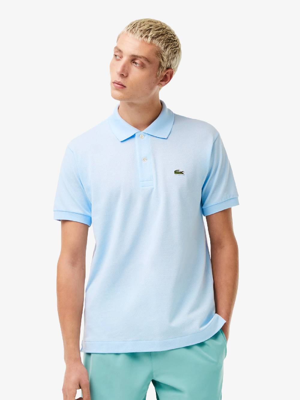 LACOSTE Polo regolare uomo in cotone azzurro Shopping Online
