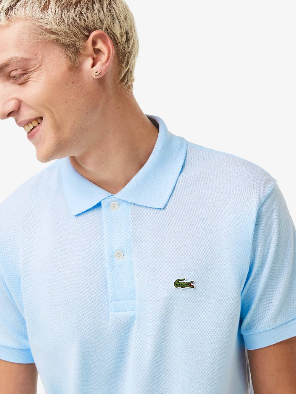 LACOSTE Polo regolare uomo in cotone azzurro Shopping Online