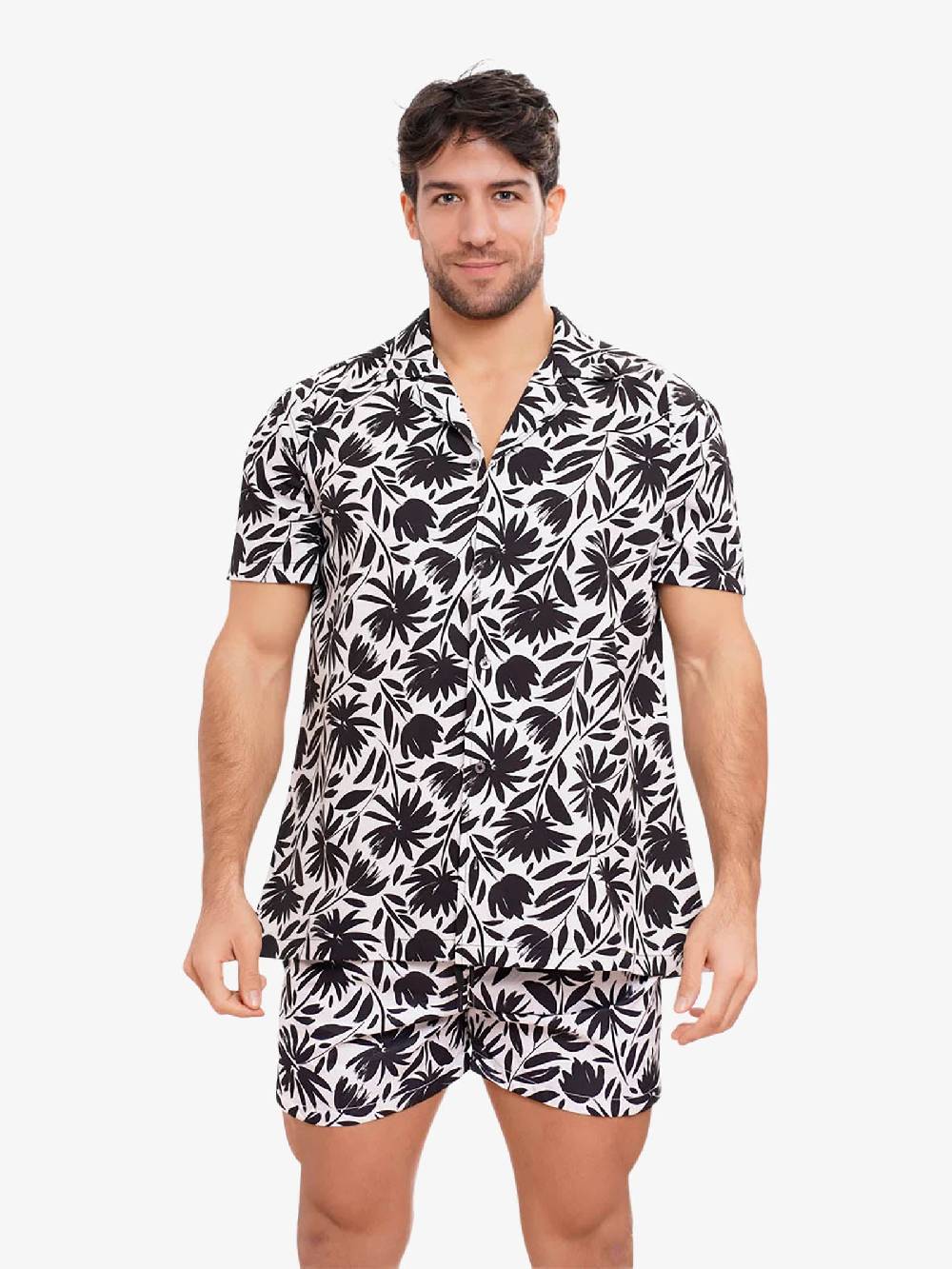 MOVE BEACHWEAR Camicia Bowling con stampa CAMICIA PRINT 24 uomo nero Outlet