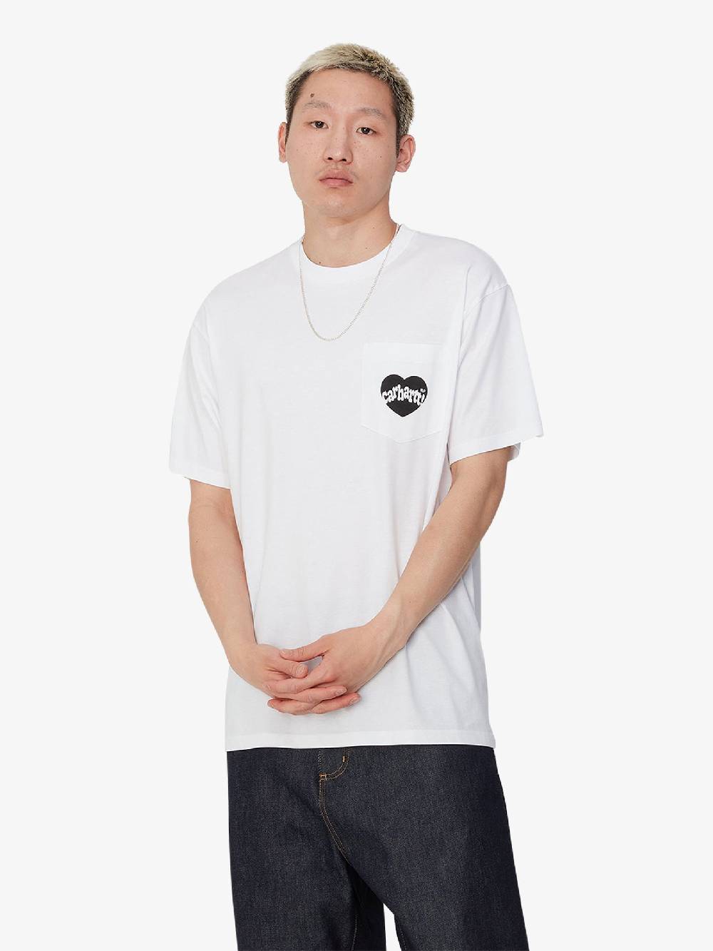 CARHARTT WIP T-shirt S/S Amour Pocket I033675_ uomo cotone bianco Vendita Calda