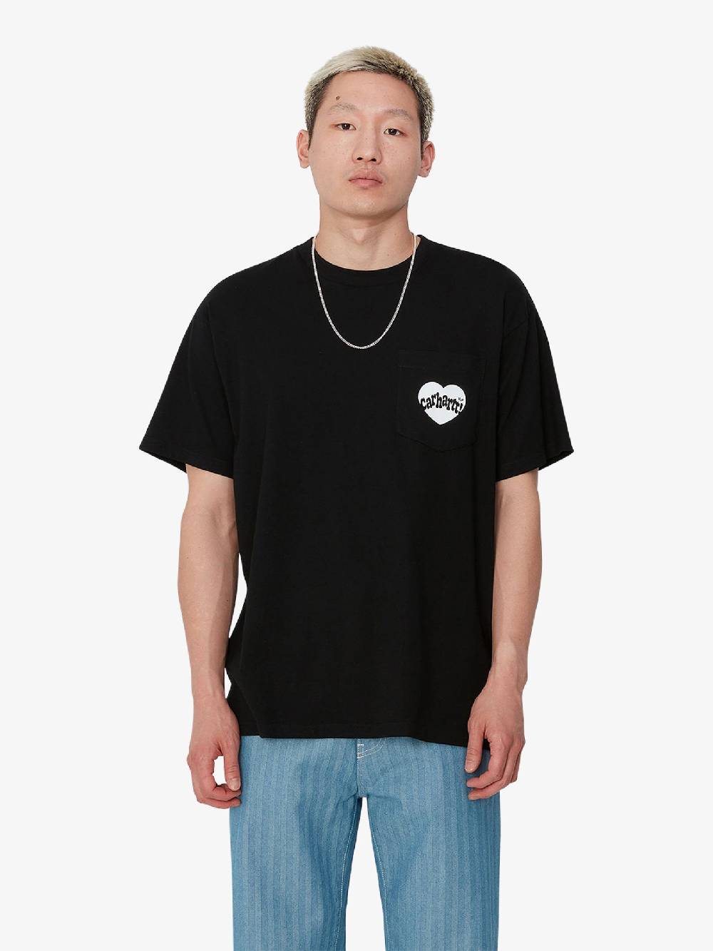 CARHARTT WIP T-shirt S/S Amour Pocket I033675_ uomo cotone nero Vendita Economica