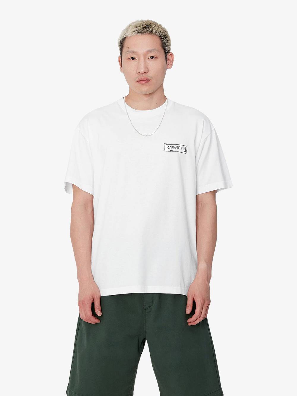 CARHARTT WIP T-shirt S/S Stamp I033670_ uomo cotone bianco Saldi Di Fabbrica