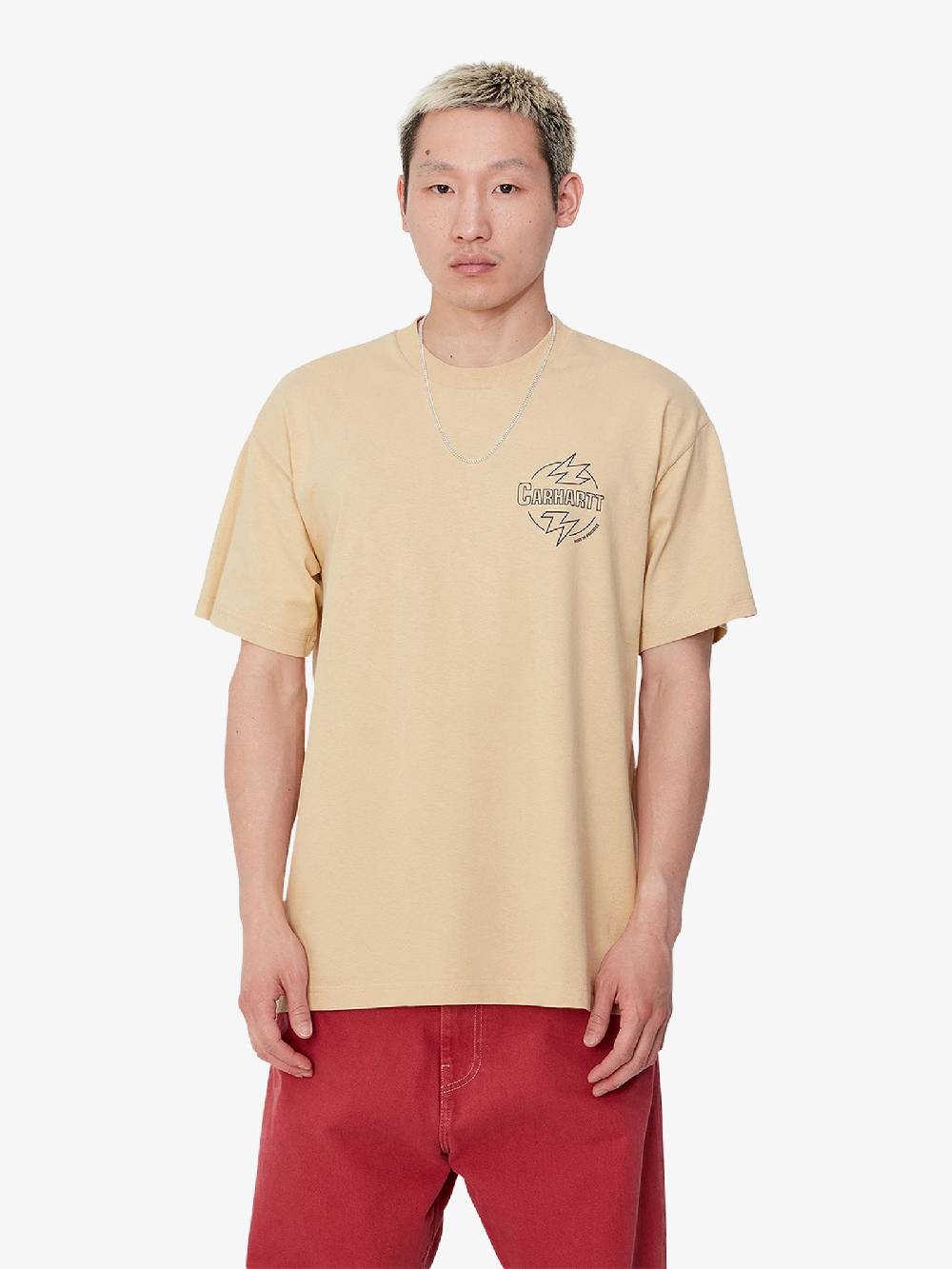 CARHARTT WIP T-shirt S/S Ablaze I033639_ uomo cotone beige Nuova