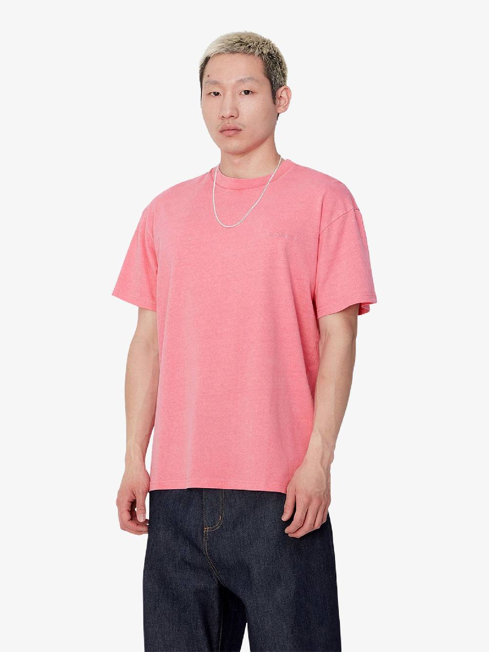 CARHARTT WIP T-shirt S/S Duster Script I033622_ uomo cotone rosa In Linea