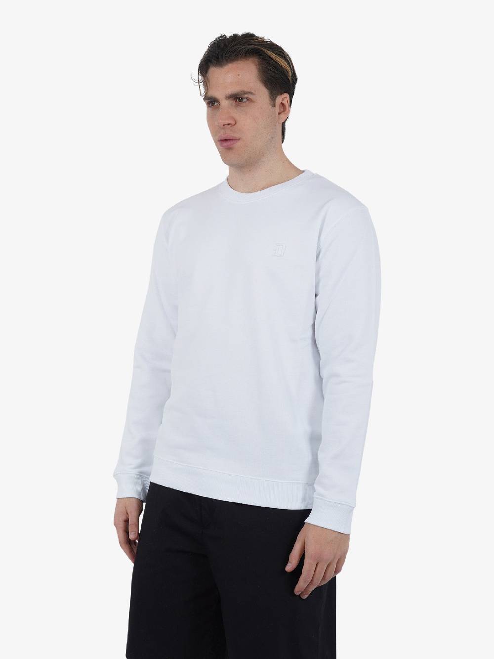 DONDUP Felpa girocollo in jersey di cotone UF641 KF0196U FS6 DU uomo bianco Soddisfazione Garantita
