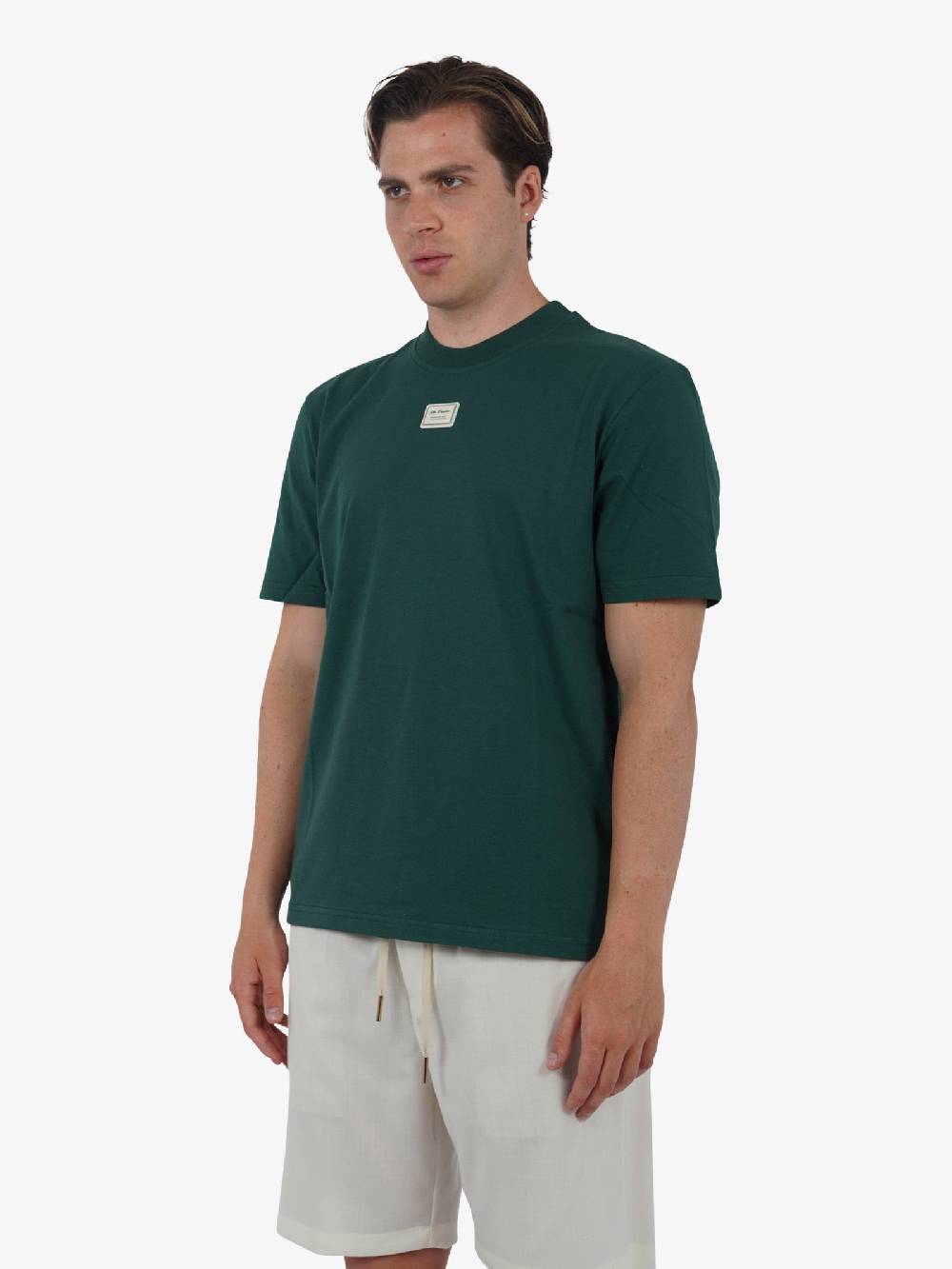 YES LONDON T-shirt XM4116 uomo cotone verde Consegna Veloce