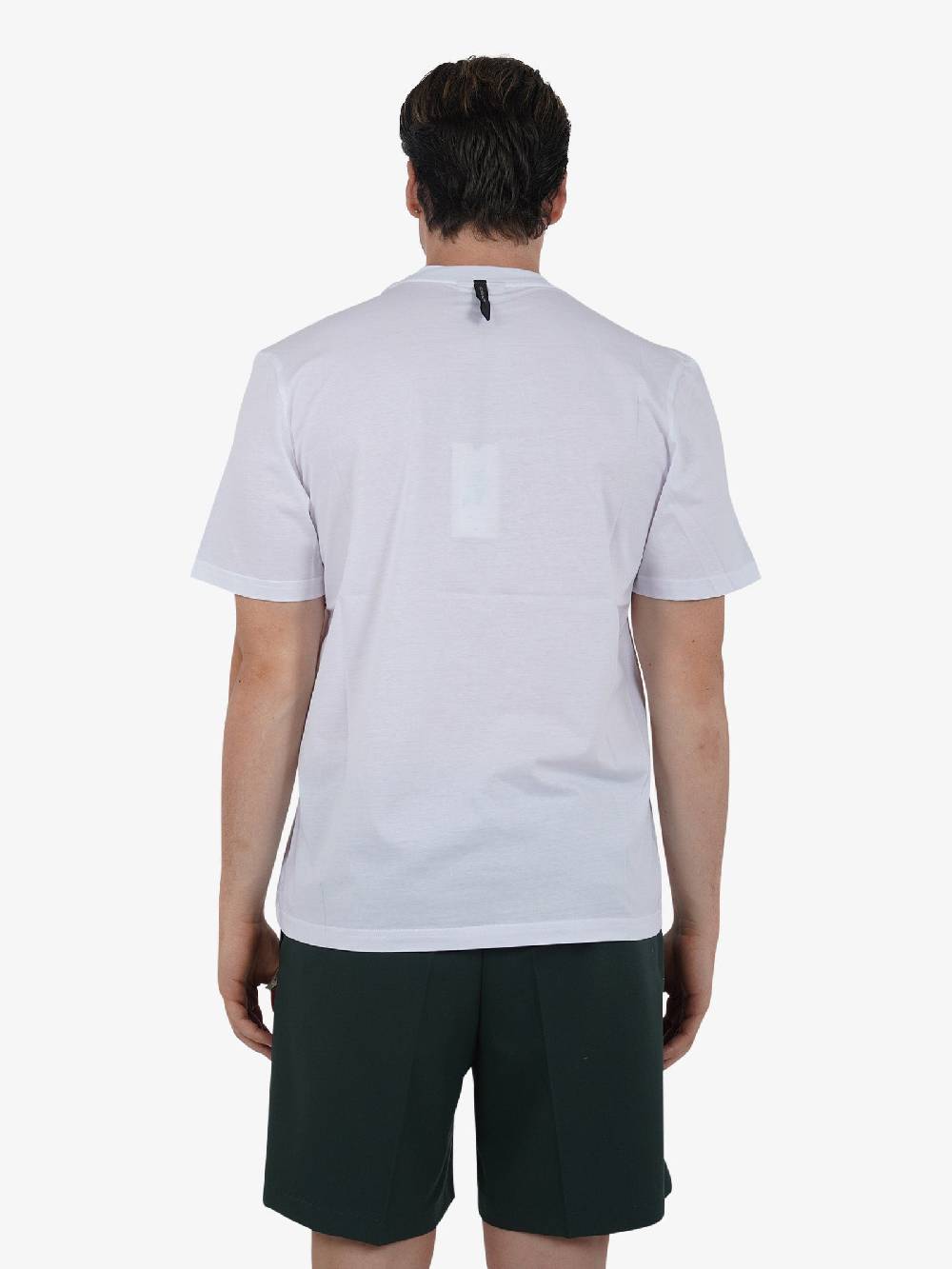 PRET A PORTER T-shirt girocollo con stampa M9M2752 uomo cotone bianco Fino Al -60%