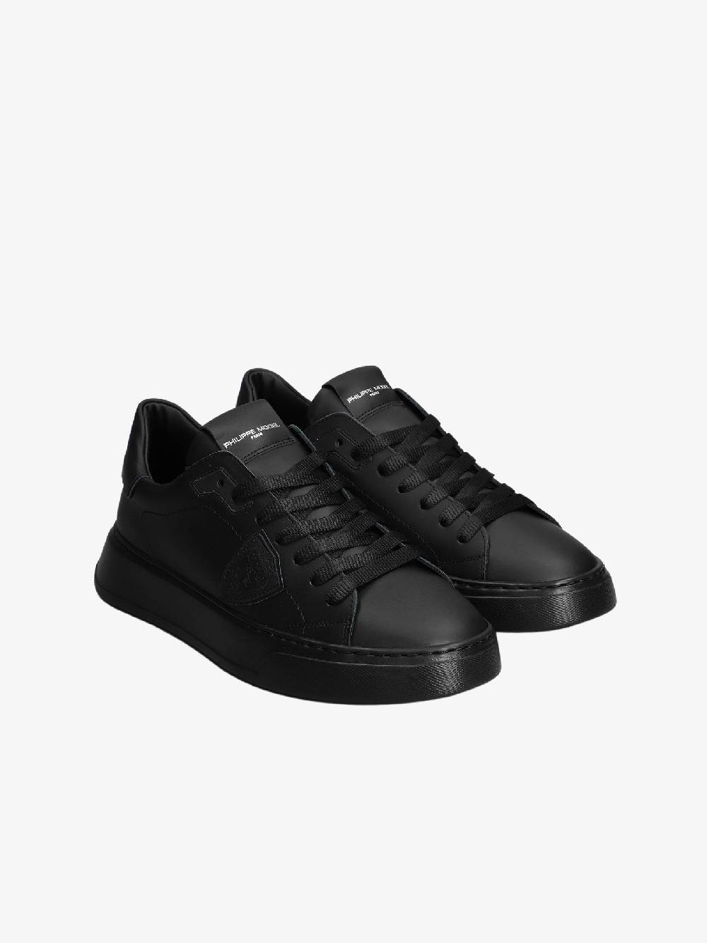 PHILIPPE MODEL Sneaker Temple Veau - Noir Blanc Shopping Online