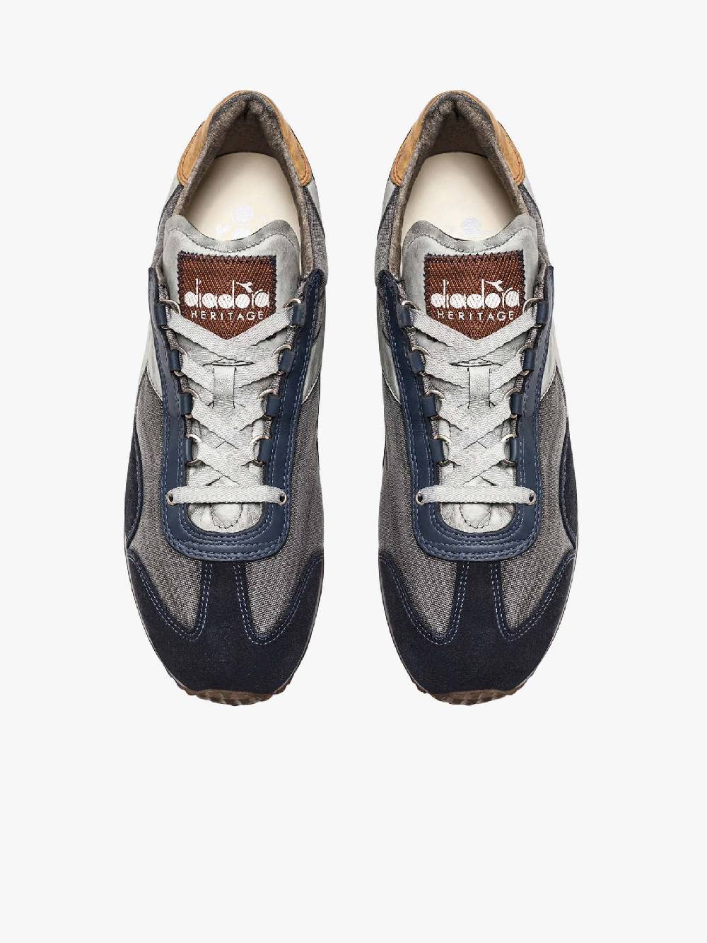 DIADORA Sneakers EQUIPE H DIRTY STONE WASH EVO 201.174736_ uomo pelle blu Nuovo
