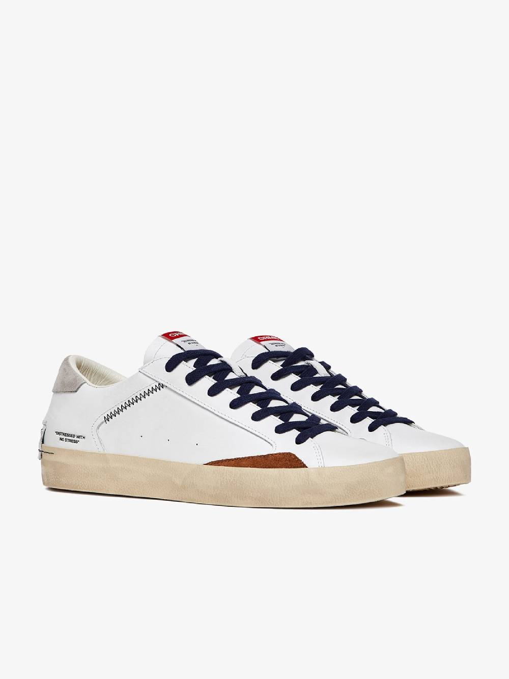 CRIME LONDON Sneakers Distressed 17002PP6 uomo in pelle bianco Consegna Veloce