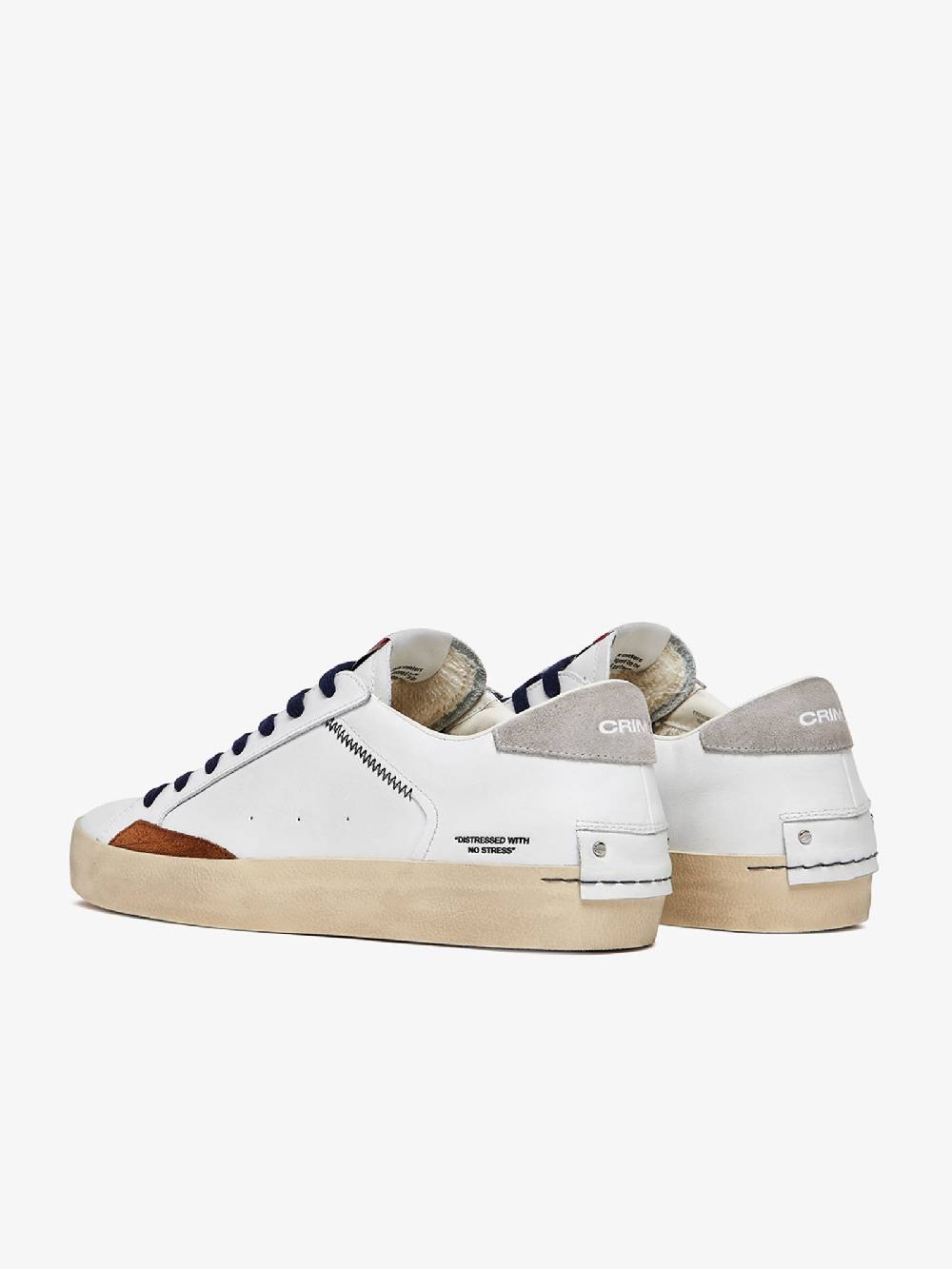 CRIME LONDON Sneakers Distressed 17002PP6 uomo in pelle bianco Consegna Veloce