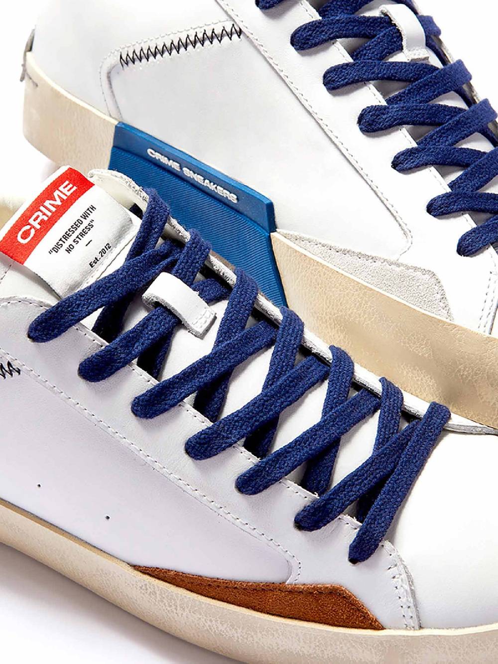 CRIME LONDON Sneakers Distressed 17002PP6 uomo in pelle bianco Consegna Veloce