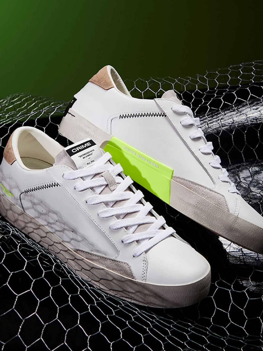 CRIME LONDON Sneakers Distressed 17001PP6 uomo in pelle bianco Promozione Limitata