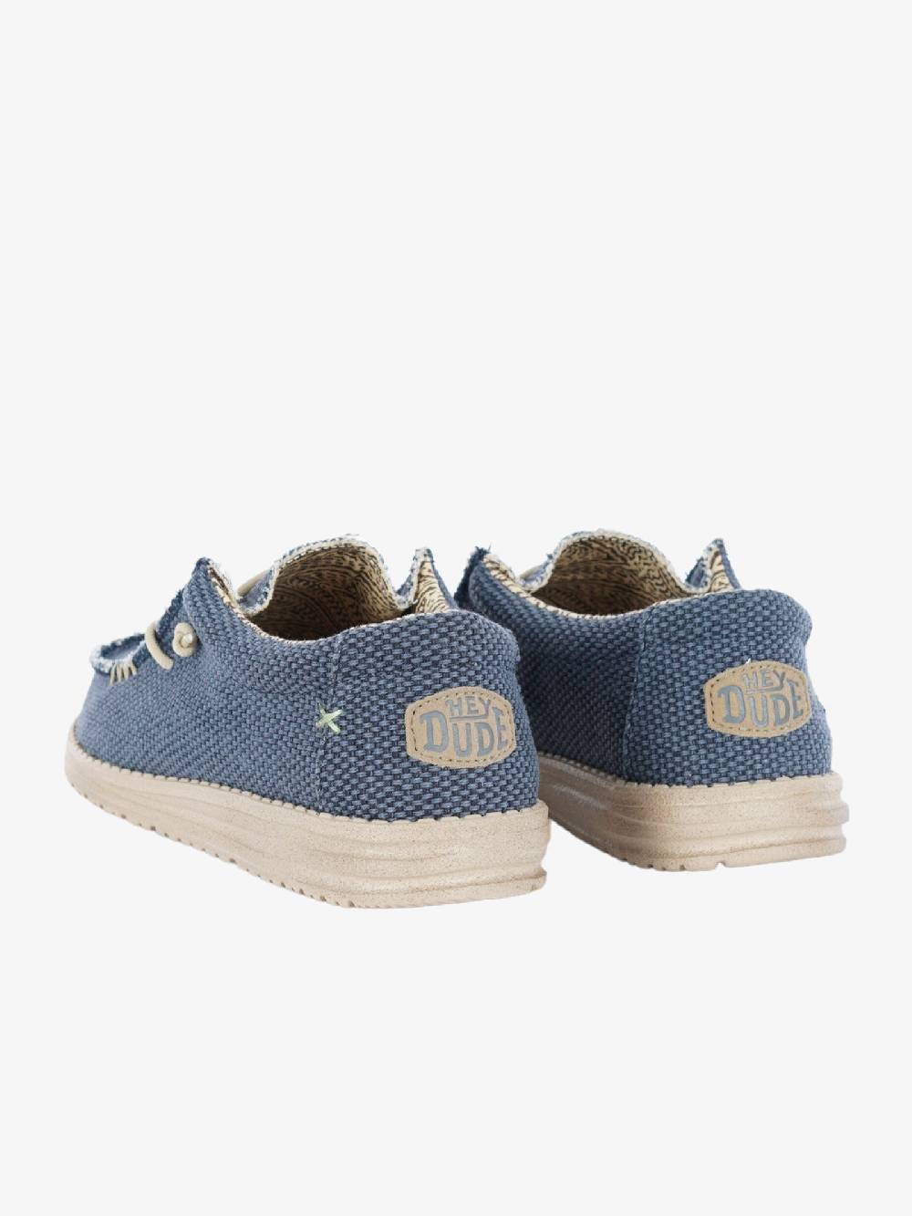 HEY DUDE Mocassini Uomo Tessuto Blu Intrecciato Wally Braided Italia