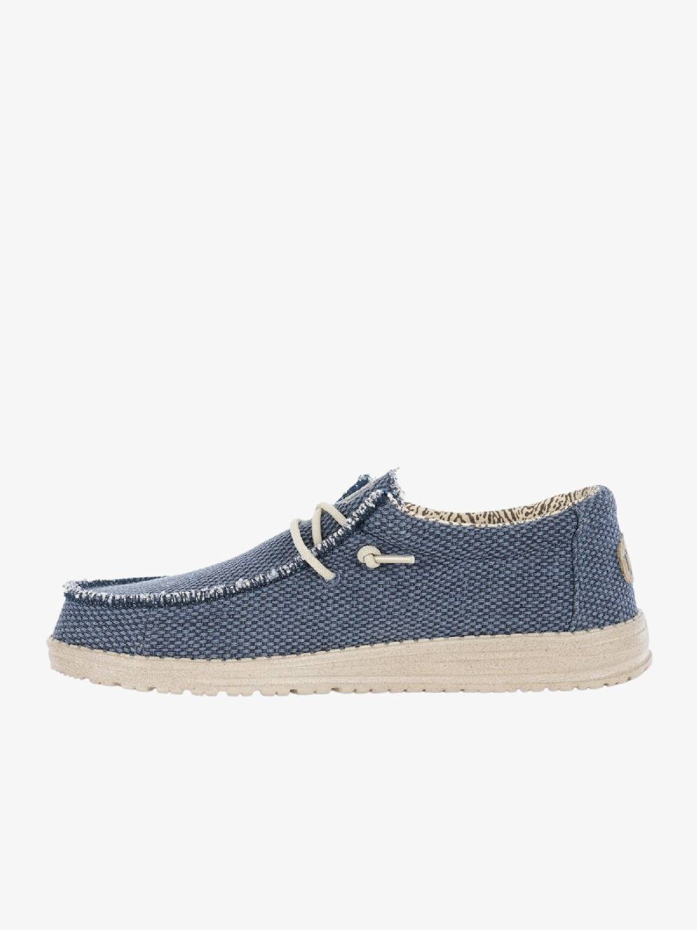HEY DUDE Mocassini Uomo Tessuto Blu Intrecciato Wally Braided Italia