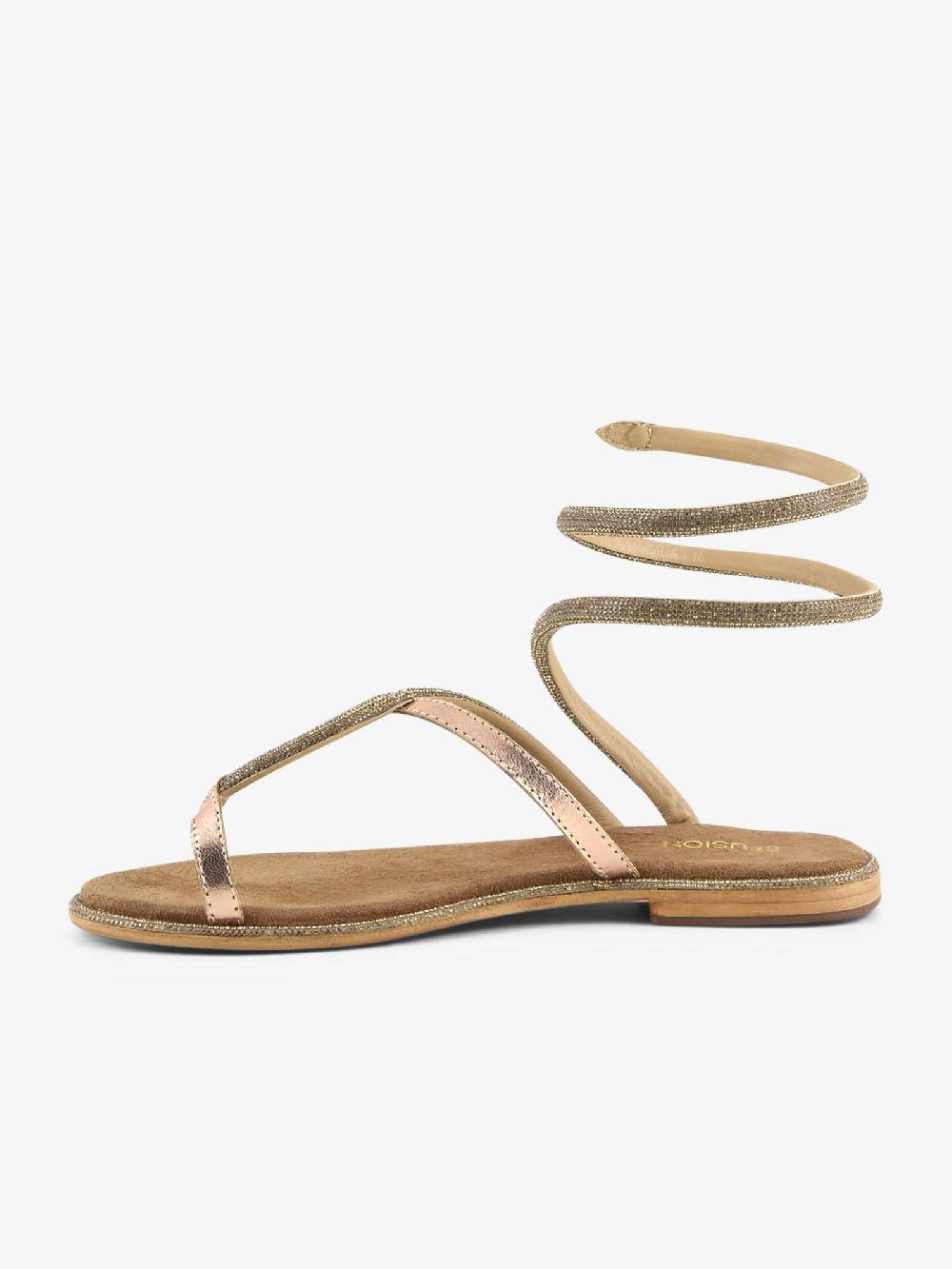 CB FUSION Sandali bassi Wrap up con strass CBF.R224019 donna pelle oro Outlet