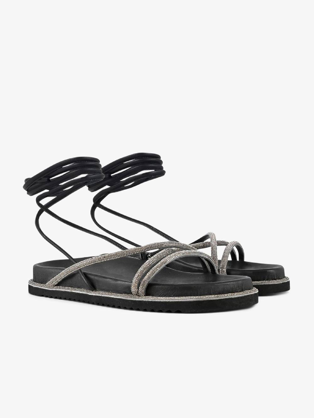 CB FUSION Sandali bassi con fussbett con fasce strass CBF.R224012 donna pelle grigio Offerte